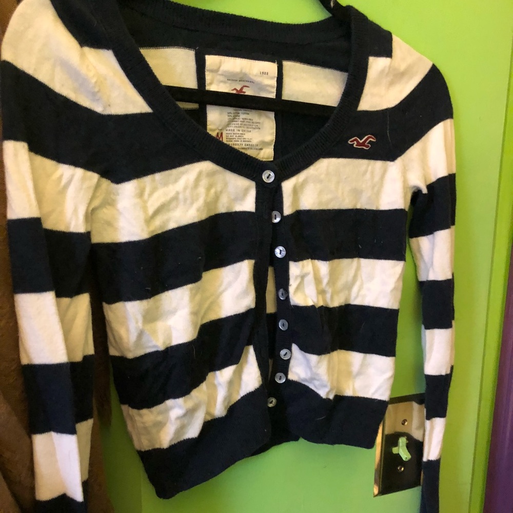 Hollister striped Navy and white sweater M